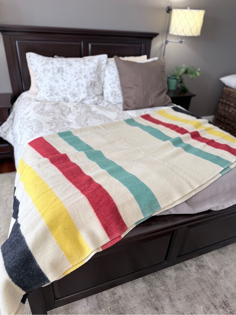 Golden Dawn Striped Wool Blanket Hudson Bay Candy Stripe - Picture 3 of 16